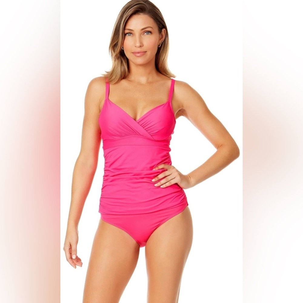 Anne Cole Women's Live In Color Twist Front Underwire Tankini Swim Top 34C/36B